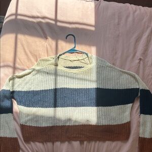 Striped Knit oversized Cropped Sweater